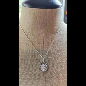 Stamped 925 Italy Saint Christopher Necklace Delicate 19 inch chain Ladies